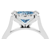 Heart-Shaped Claw Corner Halo Engagement Ring Setting for a Fancy Blue Lab-Grown Diamond | Slim Plain Band | Platinum