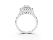 Emerald Cut Halo Split Shank Engagement Ring Setting | Sterling Silver