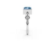 Fancy Blue Princess Cut Diamond Vintage-Inspired Milgrain Ring Set in Platinum with Marquise Stations of Round Accents