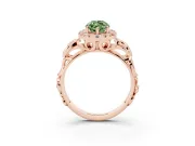Fancy Green Marquise Cut Diamond Halo Ring Set in Rose gold with Scrollwork Band and Prong Setting