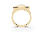 Oval Channel-Set Three Stone Engagement Ring Setting | Wide Flat Band | Yellow Gold