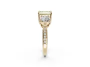 Emerald Cut Three Stone Engagement Ring Setting for a Fancy Yellow Lab-Grown Diamond | Tapered Pave Band | Yellow Gold