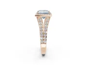 Princess Cut Halo Pavé Engagement Ring Setting for a Fancy Blue Lab-Grown Diamond | Narrow Split Shank | Rose Gold