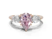 Pear-Shaped 3-Stone Engagement Ring Setting for a Fancy Pink Lab-Grown Diamond | Rose Gold
