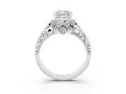 Cushion Cut Vintage Filigree Solitaire Engagement Ring Setting | Accented Basket | White Gold