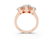 Heart-Shaped Three Stone Engagement Ring Setting | Large Side Stones | Rose Gold
