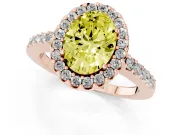 Oval Halo Engagement Ring Setting for a Fancy Yellow Lab-Grown Diamond | Single Row Pavé Band | Rose Gold