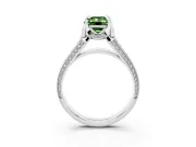 Fancy Green Emerald Cut Diamond Pavé Split Shank Solitaire Ring Set in White gold with Prong Setting