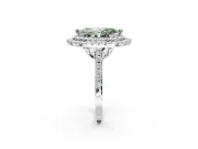 Fancy Green Marquise Lab-Grown Diamond Double Halo Statement Ring Set in Sterling Silver with Pavé Band