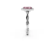 Emerald Cut Twist Halo Engagement Ring Setting for a Fancy Pink Lab-Grown Diamond | Platinum
