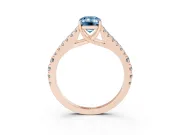Emerald Cut Graduated Split Shank Engagement Ring Setting for a Fancy Blue Lab-Grown Diamond | Rose Gold