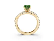 Fancy Green Radiant Cut Diamond Solitaire Twist Band Ring Set in Yellow gold with Pavé Setting and Prong Head