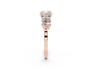 Cushion Cut Side Stone Engagement Ring Setting | Two-Row Shoulder Clusters | Rose Gold