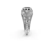 Asscher Cut Vintage Bezel Engagement Ring Setting for a Black Center | Sterling Silver
