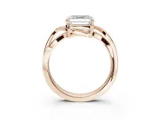 Asscher Cut Bypass Solitaire Engagement Ring Setting | Pavé and Plain Strands | Rose Gold