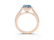 Heart-Shaped Halo Pavé Engagement Ring Setting for a Fancy Blue Lab-Grown Diamond | Rose Gold