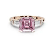Asscher Cut Tapered Baguette Engagement Ring Setting for a Fancy Pink Lab-Grown Diamond | Rose Gold