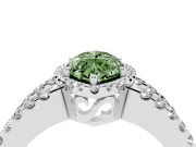 Fancy Green Marquise Cut Diamond Halo Ring Set in Platinum with Pavé Split Shank and Prong Setting