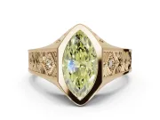 Marquise Vintage Bezel Engagement Ring Setting for a Fancy Yellow Lab-Grown Diamond | Engraved Band | Yellow Gold