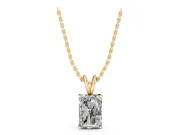Radiant Cut Lab-Grown Diamond Solitaire Pendant Necklace | Split Bail | Yellow Gold