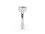 Emerald Cut Halo Engagement Ring Setting | Plain Tapered Band | White Gold