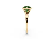 Fancy Green Bezel Set Princess Cut Diamond Solitaire Ring Set in Yellow gold with Tapered Band