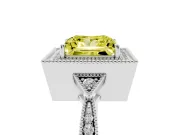 Princess Cut Milgrain Halo Engagement Ring Setting for a Fancy Yellow Lab-Grown Diamond | Graduated Pavé | White Gold