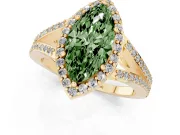 Marquise Split Shank Halo Engagement Ring Setting for a Fancy Green Lab-Grown Diamond | Yellow Gold
