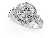 Round Halo Engagement Ring Setting | Pavé Panel Shoulders | Platinum