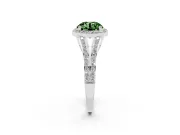 Round Halo Engagement Ring Setting for a Fancy Green Lab-Grown Diamond | Pave Split Shank | Platinum