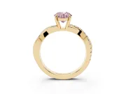 Oval Crossover Engagement Ring Setting for a Fancy Pink Lab-Grown Diamond | Yellow Gold