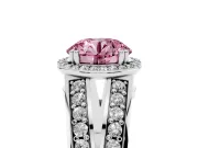 Round Halo Engagement Ring Setting for a Fancy Pink Lab-Grown Diamond | Two-Row Pave Split Shank | Sterling Silver