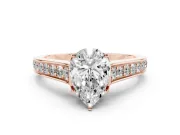 Pear-Shaped Graduated Pavé Solitaire Engagement Ring Setting | Wide Pavé Row Band | Rose Gold