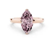 Fancy Pink Marquise Cut Diamond Solitaire Ring Set in Rose gold with Prong Head and Smooth Polished Band