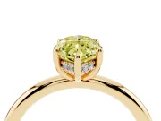 Fancy Yellow Marquise Cut Diamond Solitaire Ring Set in Yellow gold with Thin Band and Prong Setting