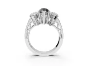 Fancy Black Marquise Lab-Grown Diamond Three-Stone Ring Set in White Gold with Textured Band
