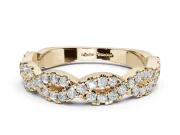 Round Lab-Grown Diamond Twisted Pavé Half Eternity Band | Interwoven Strands | Yellow Gold