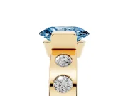 Oval Tension Style Engagement Ring Setting for a Fancy Blue Lab-Grown Diamond | Yellow Gold
