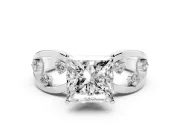 Princess Cut Open Loop Engagement Ring Setting | Scattered Accents | White Gold