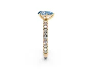 Pear-Shaped Pavé Solitaire Engagement Ring Setting for a Fancy Blue Lab-Grown Diamond | Yellow Gold