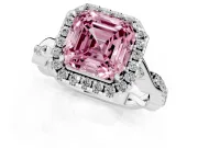 Asscher Cut Twist Halo Engagement Ring Setting for a Fancy Pink Lab-Grown Diamond | Platinum