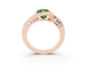 Fancy Green Princess Cut Diamond Bezel Bypass Ring Set in Rose gold with Round Accents