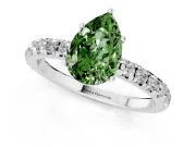 Pear-Shaped Pave Engagement Ring Setting for a Fancy Green Lab-Grown Diamond | Shared Prong Band | Sterling Silver