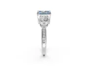 Radiant Cut Three Stone Engagement Ring Setting for a Fancy Blue Lab-Grown Diamond | Tapered Pave Band | Sterling Silver