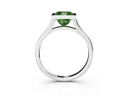 Fancy Green Bezel Set Princess Cut Diamond Solitaire Ring Set in Silver with Tapered Band