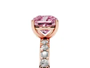 Cushion Cut Pavé Solitaire Engagement Ring Setting for a Fancy Pink Lab-Grown Diamond | Single Row Band | Rose Gold