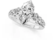Marquise Graduated Side Stone Engagement Ring Setting | Flat Top Band | White Gold