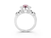 Emerald Cut Floral Engagement Ring Setting for a Fancy Pink Lab-Grown Diamond | Petal Frame and Side Stones | Platinum