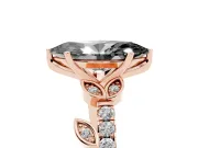 Marquise Leaf Pavé Engagement Ring Setting for a Black Center | Leaf Motif Shoulders | Rose Gold