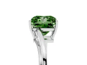 Fancy Green Princess Cut Diamond Solitaire Twist Band Ring Set in Silver with Prong Setting